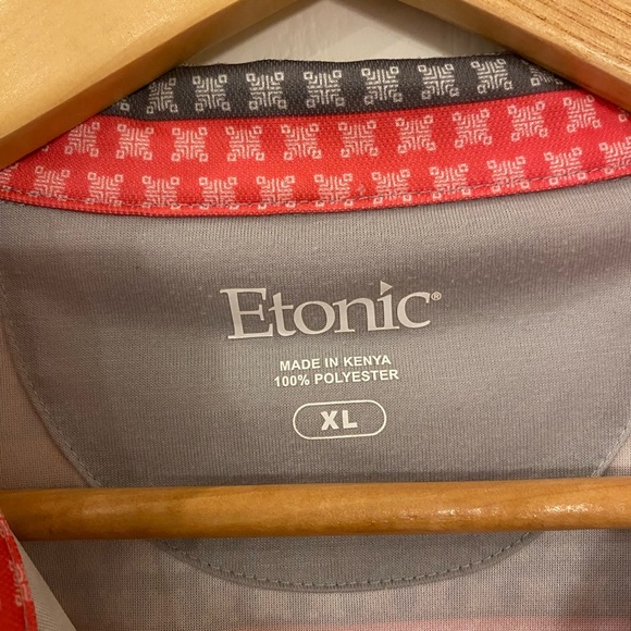 Etonic Mens Pink Striped Golf Polo Shirt Size XL Preppy Athletic - Picture 6 of 6